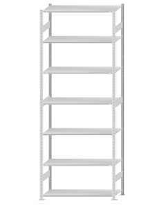 SCHULTE Steckregal, Fachbodenregale Stecksystem, Grundregal, beidseitig nutzbar, H3500xB1300xT500 mm, 7 Fachböden, Fachlast 150 kg, RAL 7035 lichtgrau
