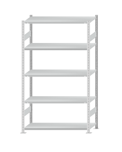 SCHULTE Steckregal, Fachbodenregale Stecksystem, Grundregal, beidseitig nutzbar, H2300xB1300xT500 mm, 5 Fachböden, Fachlast 250 kg, RAL 7035 lichtgrau