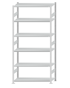 SCHULTE Steckregal, Fachbodenregale Stecksystem, Grundregal, beidseitig nutzbar, H2750xB1300xT500 mm, 6 Fachböden, Fachlast 250 kg, RAL 7035 lichtgrau