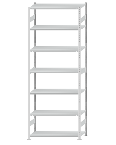 SCHULTE Steckregal, Fachbodenregale Stecksystem, Grundregal, beidseitig nutzbar, H3500xB1300xT500 mm, 7 Fachböden, Fachlast 250 kg, RAL 7035 lichtgrau