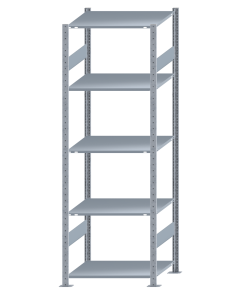 SCHULTE Steckregal, Fachbodenregale Stecksystem, Grundregal, beidseitig nutzbar, H2300xB750xT600 mm, 5 Fachböden, Fachlast 150 kg, sendzimirverzinkt