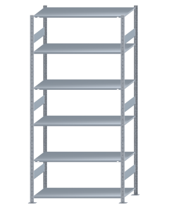 SCHULTE Steckregal, Fachbodenregale Stecksystem, Grundregal, beidseitig nutzbar, H2750xB1300xT600 mm, 6 Fachböden, Fachlast 150 kg, sendzimirverzinkt
