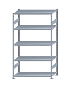 SCHULTE Steckregal, Fachbodenregale Stecksystem, Grundregal, beidseitig nutzbar, H2300xB1300xT600 mm, 5 Fachböden, Fachlast 250 kg, sendzimirverzinkt