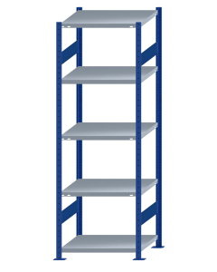 SCHULTE Steckregal, Fachbodenregale Stecksystem, Grundregal, beidseitig nutzbar, H2300xB750xT600 mm, 5 Fachböden, Fachlast 250 kg, RAL 5010 enzianblau / verzinkt