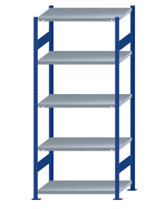 SCHULTE Steckregal, Fachbodenregale Stecksystem, Grundregal, beidseitig nutzbar, H2300xB1000xT600 mm, 5 Fachböden, Fachlast 250 kg, RAL 5010 enzianblau / verzinkt