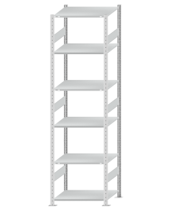 SCHULTE Steckregal, Fachbodenregale Stecksystem, Grundregal, beidseitig nutzbar, H2750xB750xT600 mm, 6 Fachböden, Fachlast 150 kg, RAL 7035 lichtgrau