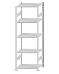 SCHULTE Steckregal, Fachbodenregale Stecksystem, Grundregal, beidseitig nutzbar, H2300xB750xT600 mm, 5 Fachböden, Fachlast 250 kg, RAL 7035 lichtgrau