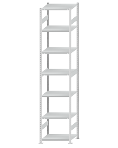 SCHULTE Steckregal, Fachbodenregale Stecksystem, Grundregal, beidseitig nutzbar, H3500xB750xT600 mm, 7 Fachböden, Fachlast 250 kg, RAL 7035 lichtgrau