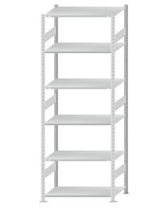 SCHULTE Steckregal, Fachbodenregale Stecksystem, Grundregal, beidseitig nutzbar, H2750xB1000xT600 mm, 6 Fachböden, Fachlast 85 kg, RAL 7035 lichtgrau