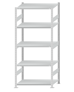 SCHULTE Steckregal, Fachbodenregale Stecksystem, Grundregal, beidseitig nutzbar, H2300xB1000xT600 mm, 5 Fachböden, Fachlast 330 kg, RAL 7035 lichtgrau