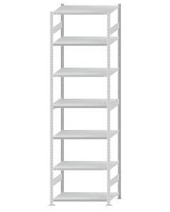 SCHULTE Steckregal, Fachbodenregale Stecksystem, Grundregal, beidseitig nutzbar, H3500xB1000xT600 mm, 7 Fachböden, Fachlast 330 kg, RAL 7035 lichtgrau