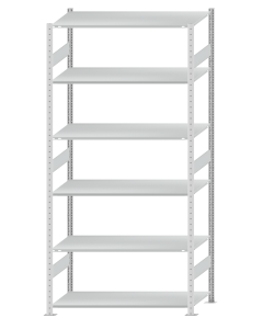 SCHULTE Steckregal, Fachbodenregale Stecksystem, Grundregal, beidseitig nutzbar, H2750xB1300xT600 mm, 6 Fachböden, Fachlast 150 kg, RAL 7035 lichtgrau
