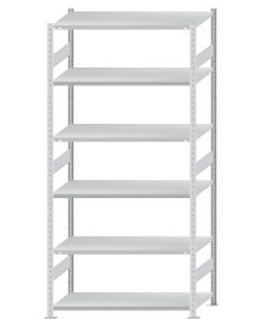 SCHULTE Steckregal, Fachbodenregale Stecksystem, Grundregal, beidseitig nutzbar, H2750xB1300xT600 mm, 6 Fachböden, Fachlast 250 kg, RAL 7035 lichtgrau