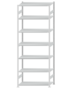 SCHULTE Steckregal, Fachbodenregale Stecksystem, Grundregal, beidseitig nutzbar, H3500xB1300xT600 mm, 7 Fachböden, Fachlast 250 kg, RAL 7035 lichtgrau