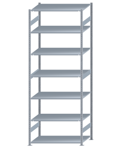 SCHULTE Steckregal, Fachbodenregale Stecksystem, Grundregal, beidseitig nutzbar, H3500xB1300xT800 mm, 7 Fachböden, Fachlast 150 kg, sendzimirverzinkt