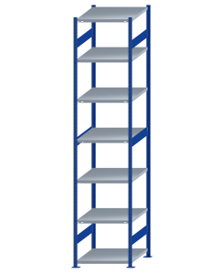 SCHULTE Steckregal, Fachbodenregale Stecksystem, Grundregal, beidseitig nutzbar, H3500xB750xT800 mm, 7 Fachböden, Fachlast 250 kg, RAL 5010 enzianblau / verzinkt