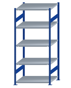 SCHULTE Steckregal, Fachbodenregale Stecksystem, Grundregal, beidseitig nutzbar, H2300xB1000xT800 mm, 5 Fachböden, Fachlast 250 kg, RAL 5010 enzianblau / verzinkt