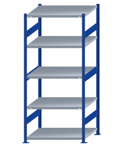 SCHULTE Steckregal, Fachbodenregale Stecksystem, Grundregal, beidseitig nutzbar, H2300xB1000xT800 mm, 5 Fachböden, Fachlast 330 kg, RAL 5010 enzianblau / verzinkt