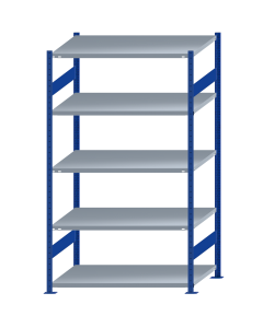 SCHULTE Steckregal, Fachbodenregale Stecksystem, Grundregal, beidseitig nutzbar, H2300xB1300xT800 mm, 5 Fachböden, Fachlast 250 kg, RAL 5010 enzianblau / verzinkt