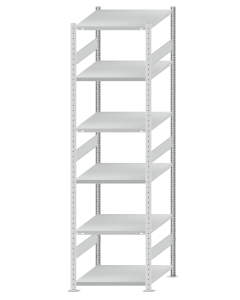 SCHULTE Steckregal, Fachbodenregale Stecksystem, Grundregal, beidseitig nutzbar, H2750xB750xT800 mm, 6 Fachböden, Fachlast 250 kg, RAL 7035 lichtgrau