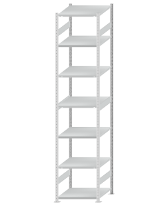 SCHULTE Steckregal, Fachbodenregale Stecksystem, Grundregal, beidseitig nutzbar, H3500xB750xT800 mm, 7 Fachböden, Fachlast 250 kg, RAL 7035 lichtgrau