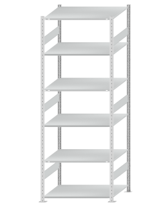 SCHULTE Steckregal, Fachbodenregale Stecksystem, Grundregal, beidseitig nutzbar, H2750xB1000xT800 mm, 6 Fachböden, Fachlast 150 kg, RAL 7035 lichtgrau