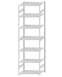 SCHULTE Steckregal, Fachbodenregale Stecksystem, Grundregal, beidseitig nutzbar, H3500xB1000xT800 mm, 7 Fachböden, Fachlast 150 kg, RAL 7035 lichtgrau