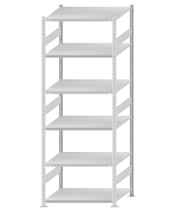 SCHULTE Steckregal, Fachbodenregale Stecksystem, Grundregal, beidseitig nutzbar, H2750xB1000xT800 mm, 6 Fachböden, Fachlast 250 kg, RAL 7035 lichtgrau