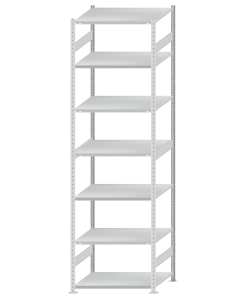 SCHULTE Steckregal, Fachbodenregale Stecksystem, Grundregal, beidseitig nutzbar, H3500xB1000xT800 mm, 7 Fachböden, Fachlast 250 kg, RAL 7035 lichtgrau