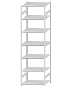 SCHULTE Steckregal, Fachbodenregale Stecksystem, Grundregal, beidseitig nutzbar, H3500xB1000xT800 mm, 7 Fachböden, Fachlast 330 kg, RAL 7035 lichtgrau