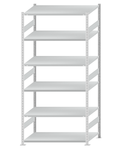 SCHULTE Steckregal, Fachbodenregale Stecksystem, Grundregal, beidseitig nutzbar, H2750xB1300xT800 mm, 6 Fachböden, Fachlast 250 kg, RAL 7035 lichtgrau