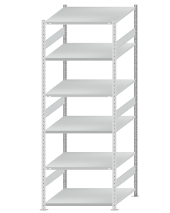 SCHULTE Steckregal, Fachbodenregale Stecksystem, Grundregal, beidseitig nutzbar, H2750xB1000xT1000 mm, 6 Fachböden, Fachlast 250 kg, RAL 7035 lichtgrau