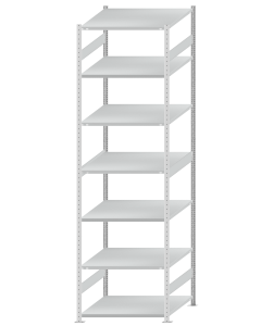 SCHULTE Steckregal, Fachbodenregale Stecksystem, Grundregal, beidseitig nutzbar, H3500xB1000xT1000 mm, 7 Fachböden, Fachlast 250 kg, RAL 7035 lichtgrau
