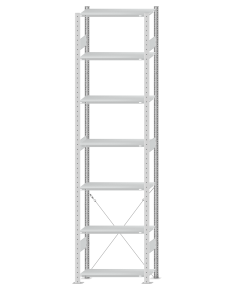 SCHULTE Steckregal, Fachbodenregale Stecksystem, Grundregal, einseitig nutzbar, H3000xB750xT350 mm, 7 Fachböden, Fachlast 85 kg, RAL 7035 lichtgrau
