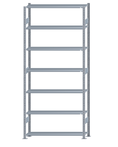 SCHULTE Steckregal, Fachbodenregale Stecksystem, Grundregal, beidseitig nutzbar, H3000xB1300xT300 mm, 7 Fachböden, Fachlast 85 kg, sendzimirverzinkt
