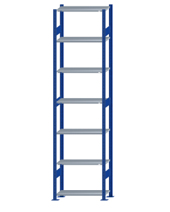 SCHULTE Steckregal, Fachbodenregale Stecksystem, Grundregal, beidseitig nutzbar, H3000xB750xT350 mm, 7 Fachböden, Fachlast 85 kg, RAL 5010 enzianblau / verzinkt