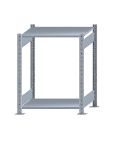 Fachbodenregal Stecksystem, Grundregal, beidseitig nutzbar, H1000xB750xT500 mm, 2 Fachböden, Fachlast 150 kg, sendzimirverzinkt