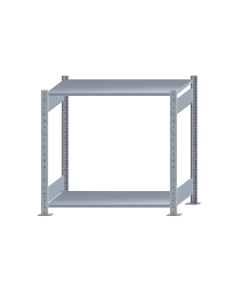 Fachbodenregal Stecksystem, Grundregal, beidseitig nutzbar, H1000xB1000xT500 mm, 2 Fachböden, Fachlast 150 kg, sendzimirverzinkt