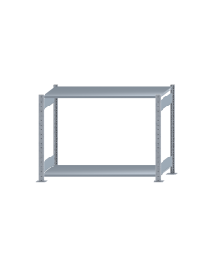 Fachbodenregal Stecksystem, Grundregal, beidseitig nutzbar, H1000xB1300xT500 mm, 2 Fachböden, Fachlast 150 kg, sendzimirverzinkt