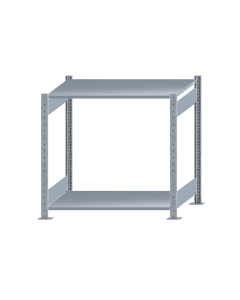 Fachbodenregal Stecksystem, Grundregal, beidseitig nutzbar, H1000xB1000xT600 mm, 2 Fachböden, Fachlast 150 kg, sendzimirverzinkt