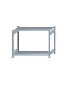 Fachbodenregal Stecksystem, Grundregal, beidseitig nutzbar, H1000xB1300xT600 mm, 2 Fachböden, Fachlast 150 kg, sendzimirverzinkt