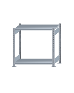 Fachbodenregal Stecksystem, Grundregal, beidseitig nutzbar, H1000xB1000xT500 mm, 2 Fachböden, Fachlast 250 kg, sendzimirverzinkt