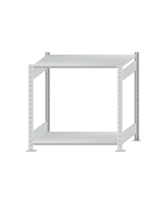 Fachbodenregal Stecksystem, Grundregal, beidseitig nutzbar, H1000xB1000xT600 mm, 2 Fachböden, Fachlast 150 kg, RAL 7035 lichtgrau