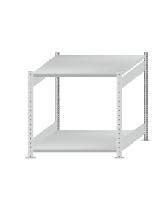 Fachbodenregal Stecksystem, Grundregal, beidseitig nutzbar, H1000xB1000xT1000 mm, 2 Fachböden, Fachlast 250 kg, RAL 7035 lichtgrau