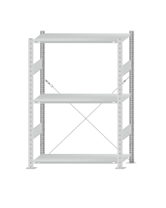Fachbodenregal Stecksystem, Grundregal, einseitig nutzbar, H1500xB1000xT400 mm, 3 Fachböden, Fachlast 150 kg, RAL 7035 lichtgrau
