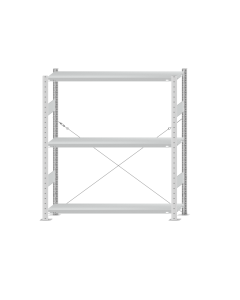 Fachbodenregal Stecksystem, Grundregal, einseitig nutzbar, H1500xB1300xT300 mm, 3 Fachböden, Fachlast 250 kg, RAL 7035 lichtgrau