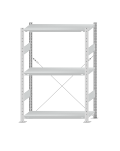 Fachbodenregal Stecksystem, Grundregal, einseitig nutzbar, H1500xB1000xT400 mm, 3 Fachböden, Fachlast 250 kg, RAL 7035 lichtgrau
