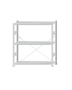 Fachbodenregal Stecksystem, Grundregal, einseitig nutzbar, H1500xB1300xT400 mm, 3 Fachböden, Fachlast 250 kg, RAL 7035 lichtgrau