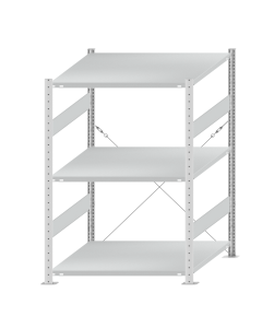 Fachbodenregal Stecksystem, Grundregal, einseitig nutzbar, H1500xB1000xT1000 mm, 3 Fachböden, Fachlast 250 kg, RAL 7035 lichtgrau