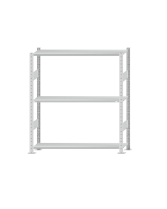 Fachbodenregal Stecksystem, Grundregal, beidseitig nutzbar, H1500xB1300xT300 mm, 3 Fachböden, Fachlast 150 kg, RAL 7035 lichtgrau
